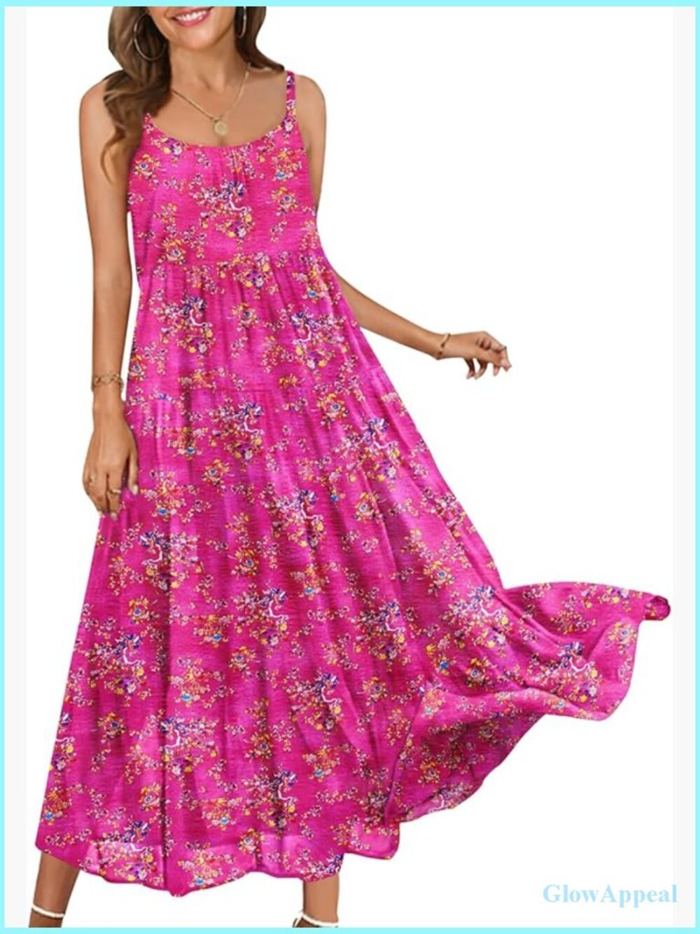 Women Boho Maxi Dress Sleeveless Floral Sundress Beach Vacation